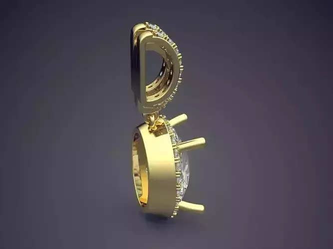 Luxury Pendant With Big Diamond And Smaller Ones On The Sides CAD 5414