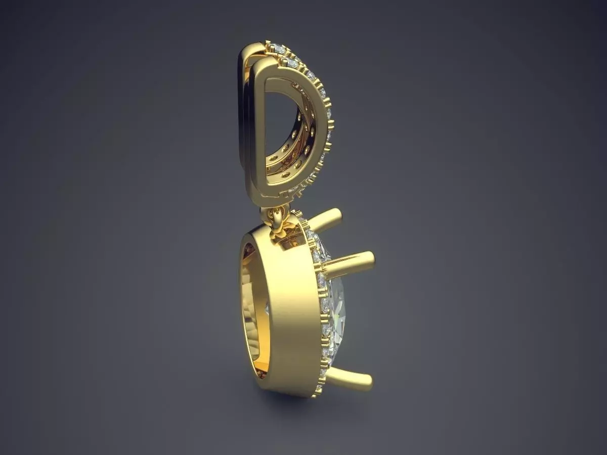 Luxury Pendant With Big Diamond And Smaller Ones On The Sides... 3D print model_3