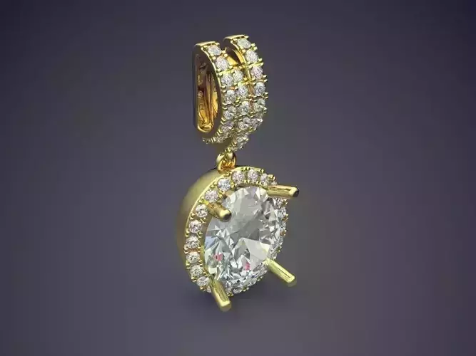 Luxury Pendant With Big Diamond And Smaller Ones On The Sides... 3D print model