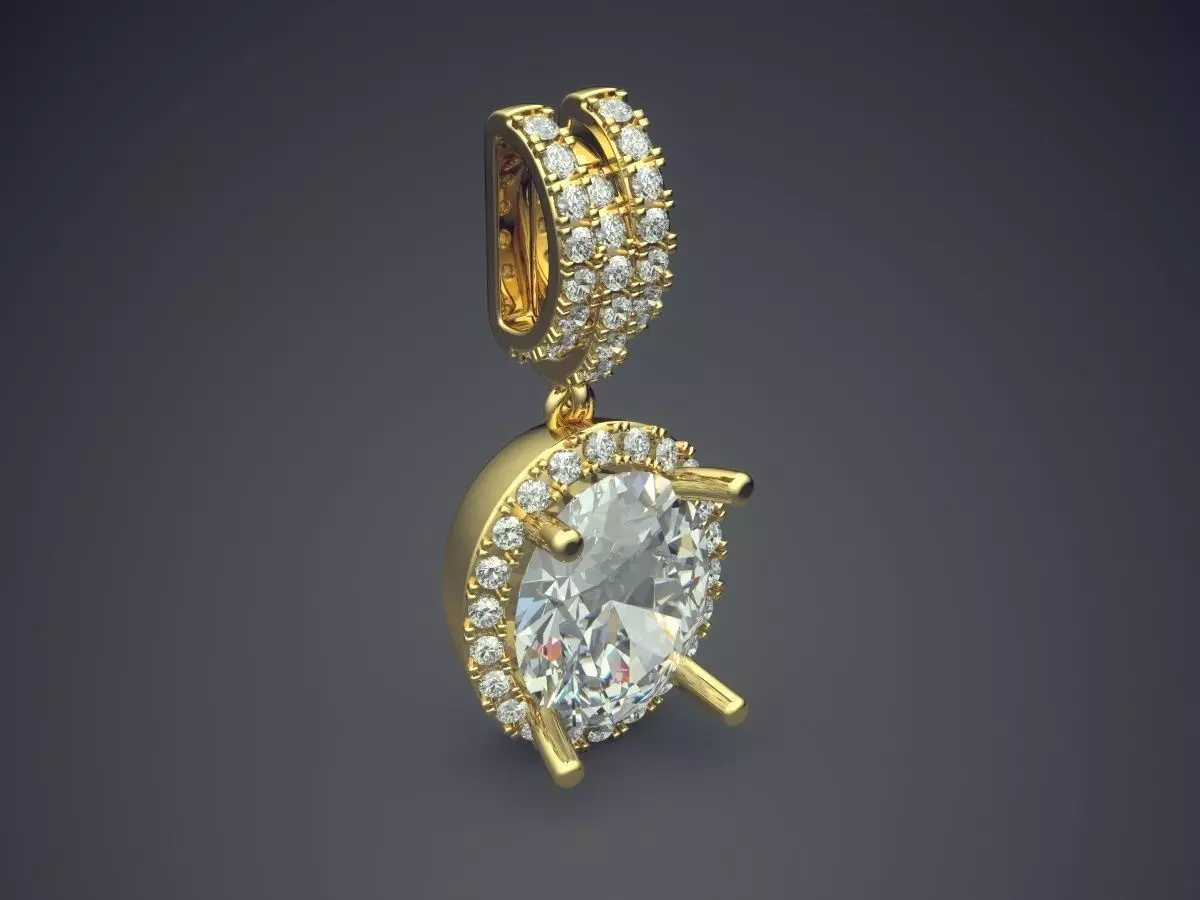 Luxury Pendant With Big Diamond And Smaller Ones On The Sides... 3D print model_0