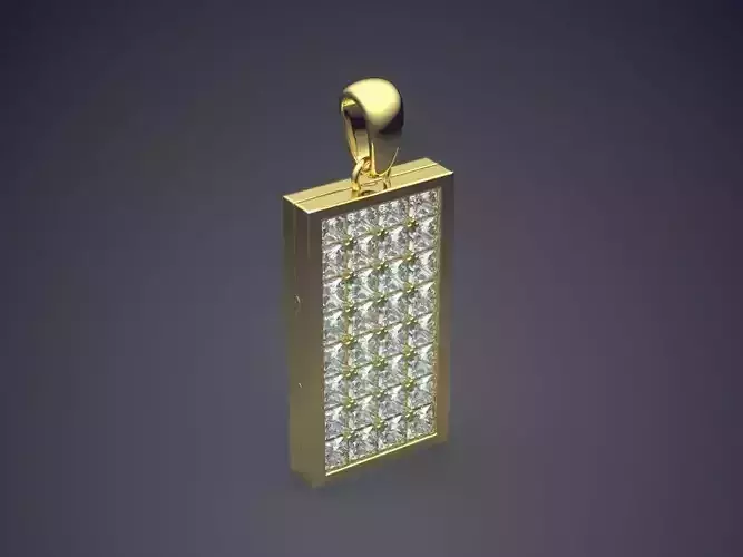 Square Pendant Covered With Diamonds CAD 5412