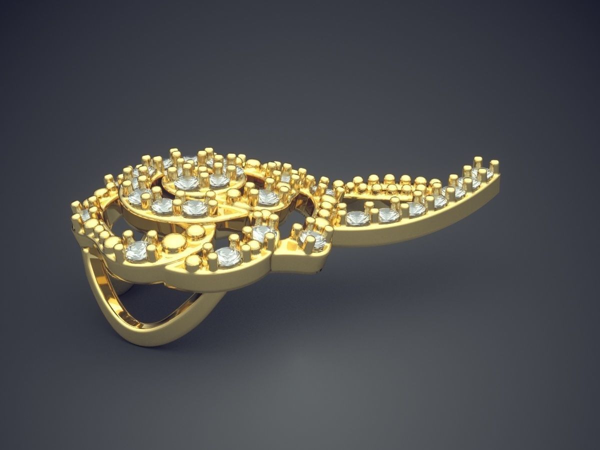 Unique Brooch Covered With Diamonds CAD 5407 3D print model_3