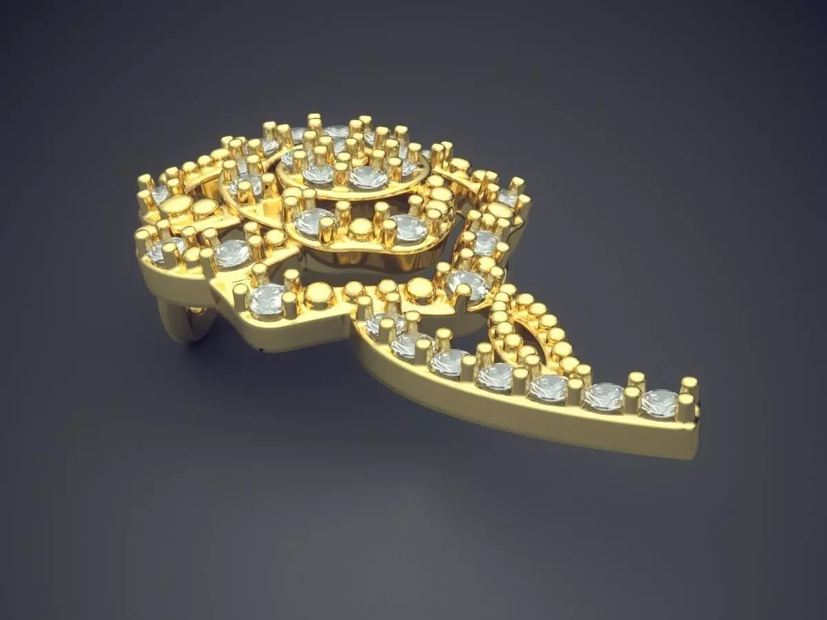 Unique Brooch Covered With Diamonds CAD 5407 3D print model_0