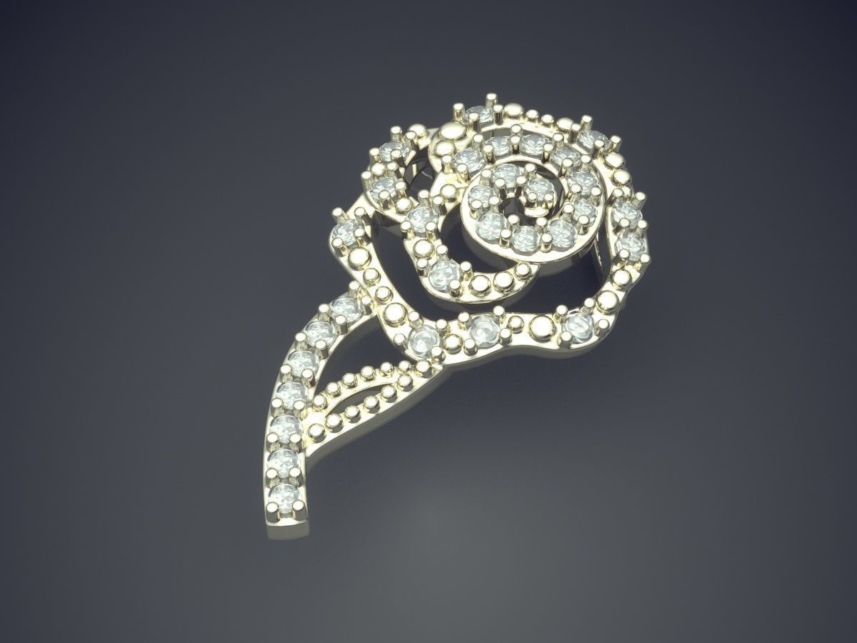 Unique Brooch Covered With Diamonds CAD 5407 3D print model_1