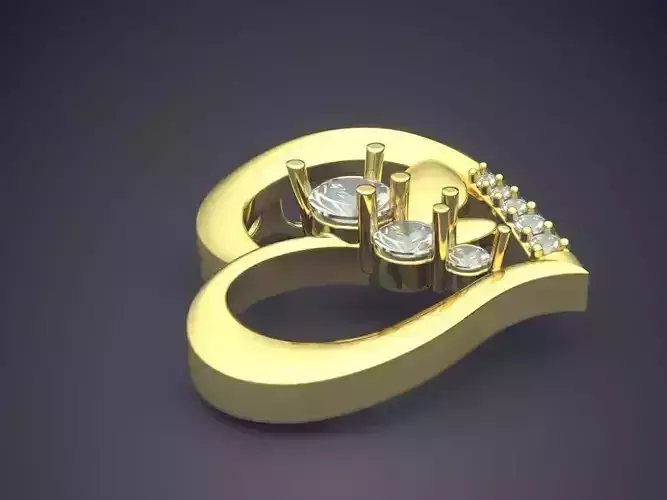 Simple Heart Shaped Pendant  With Small Diamonds CAD 5403