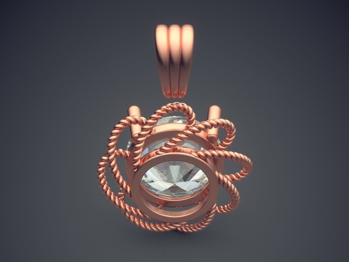 Pendant With Huge Diamonds And Ropes Around It CAD 5400 3D print model_2