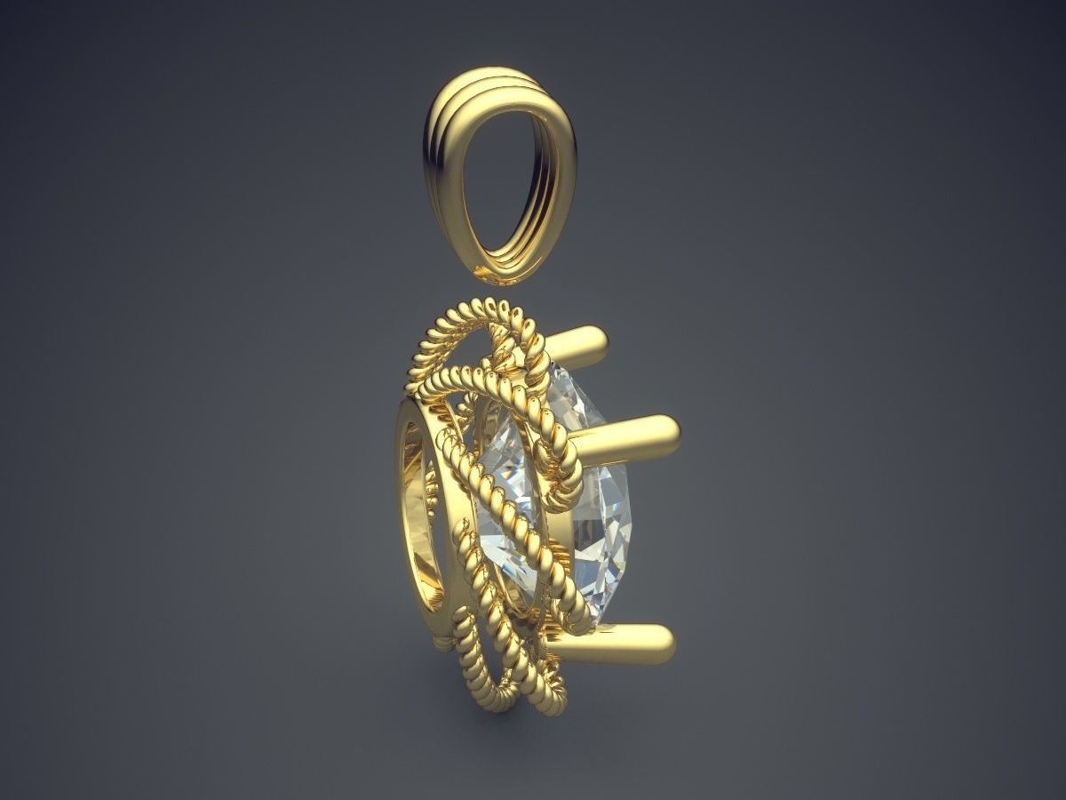 Pendant With Huge Diamonds And Ropes Around It CAD 5400 3D print model_3
