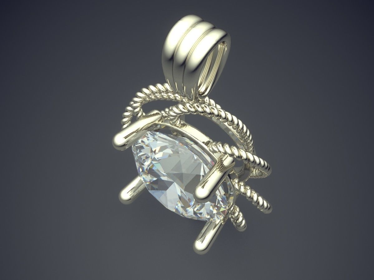Pendant With Huge Diamonds And Ropes Around It CAD 5400 3D print model_1