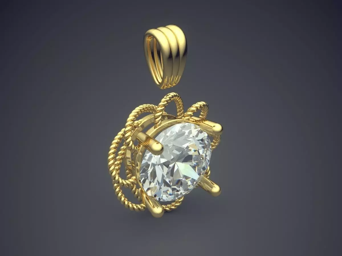 Pendant With Huge Diamonds And Ropes Around It CAD 5400 3D print model_0