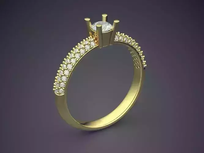 Simple Yet Well Designed Engagement Ring With A Lot Of Diamon... 3D print model