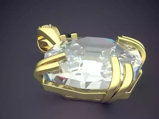 Huge Square Diamond In Pendant CAD 5383