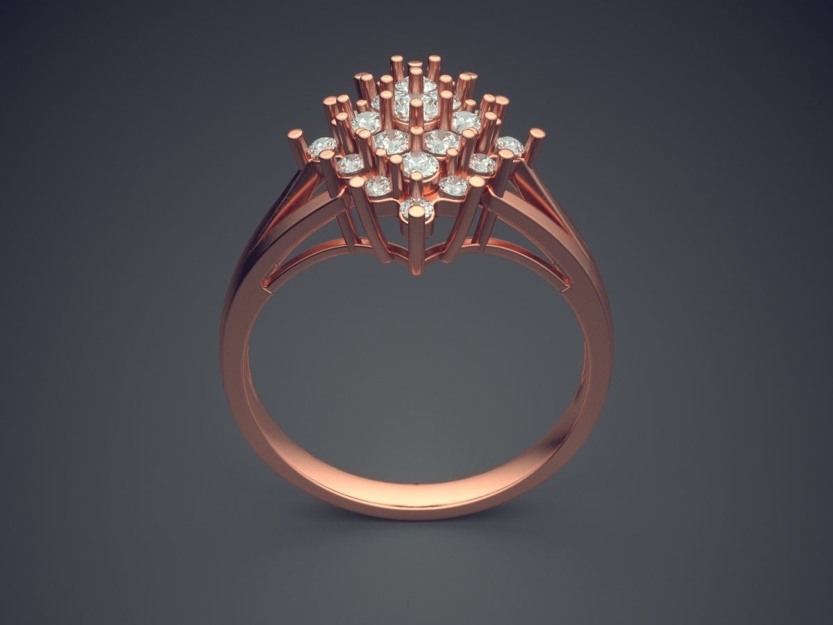 Ring With Plenty Of Diamonds On Top CAD 5372 3D print model_2