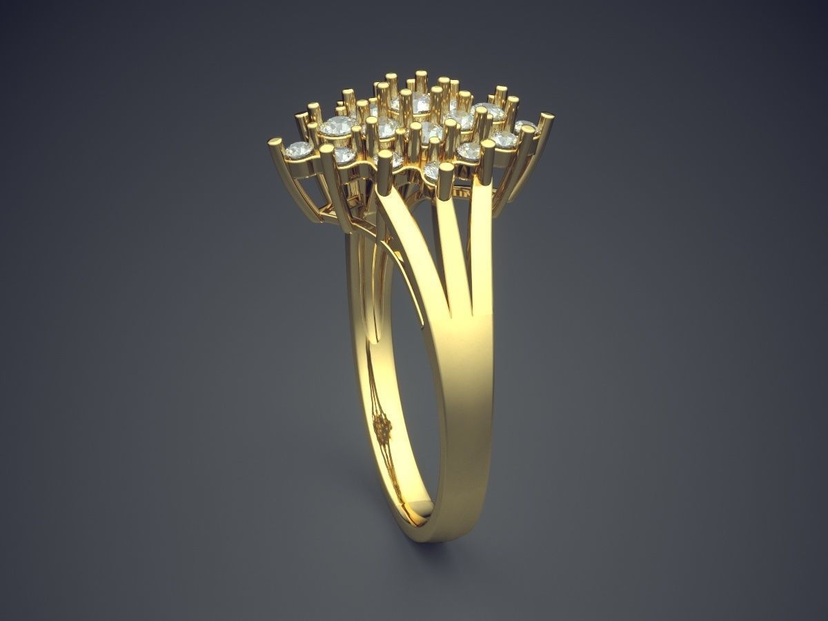 Ring With Plenty Of Diamonds On Top CAD 5372 3D print model_3