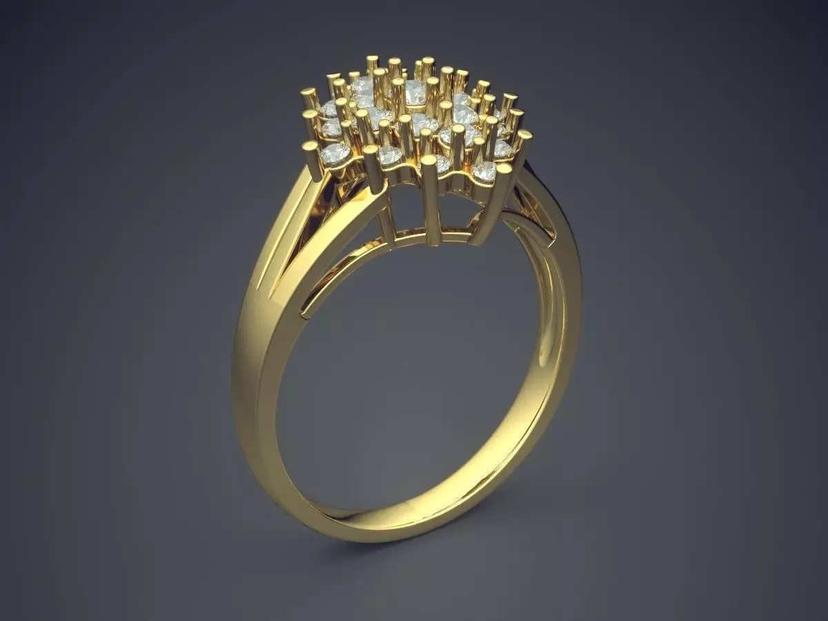 Ring With Plenty Of Diamonds On Top CAD 5372 3D print model_0