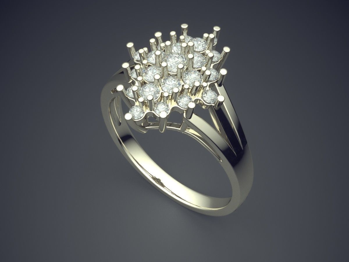 Ring With Plenty Of Diamonds On Top CAD 5372 3D print model_1