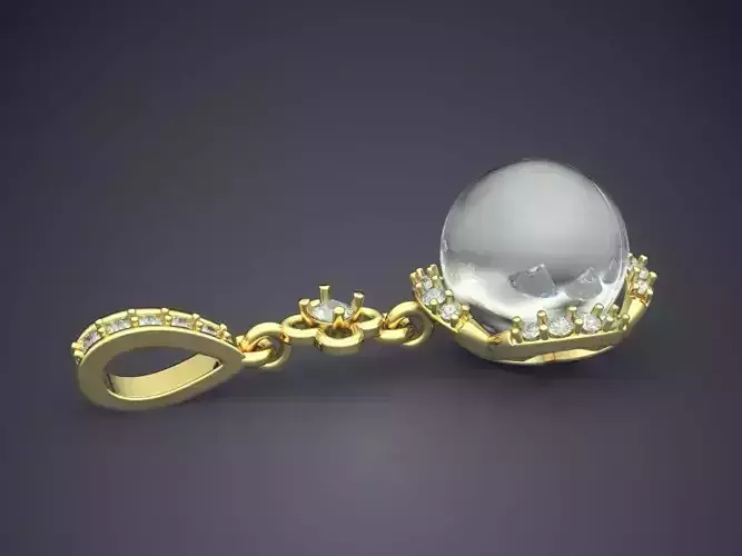 Pendant With Huge Sphere Diamond CAD 5371