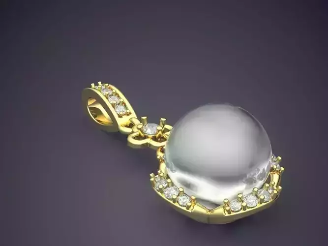 Pendant With Huge Sphere Diamond CAD 5371 3D print model