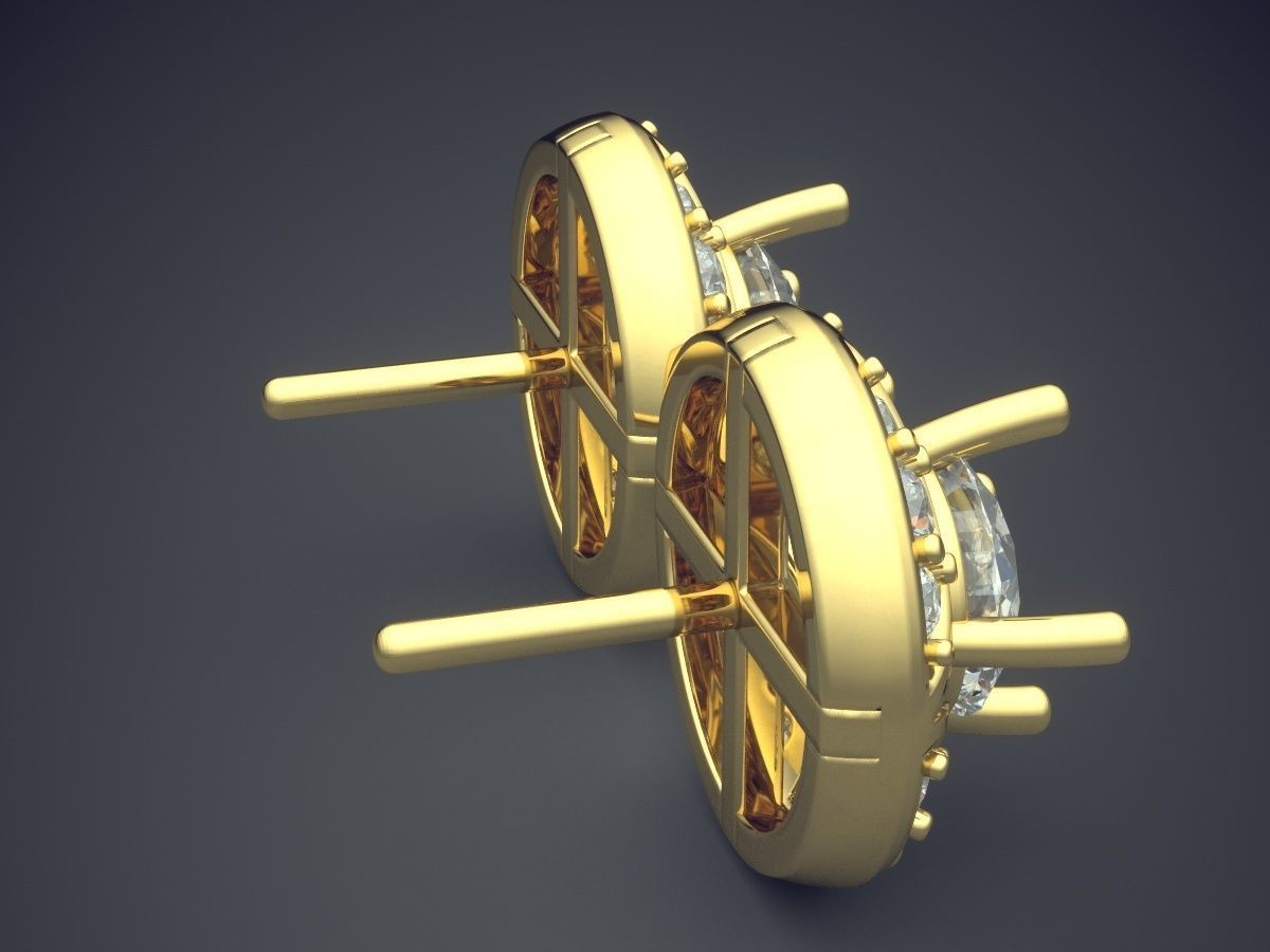 Earrings With Diamonds CAD-5364 3D print model_3
