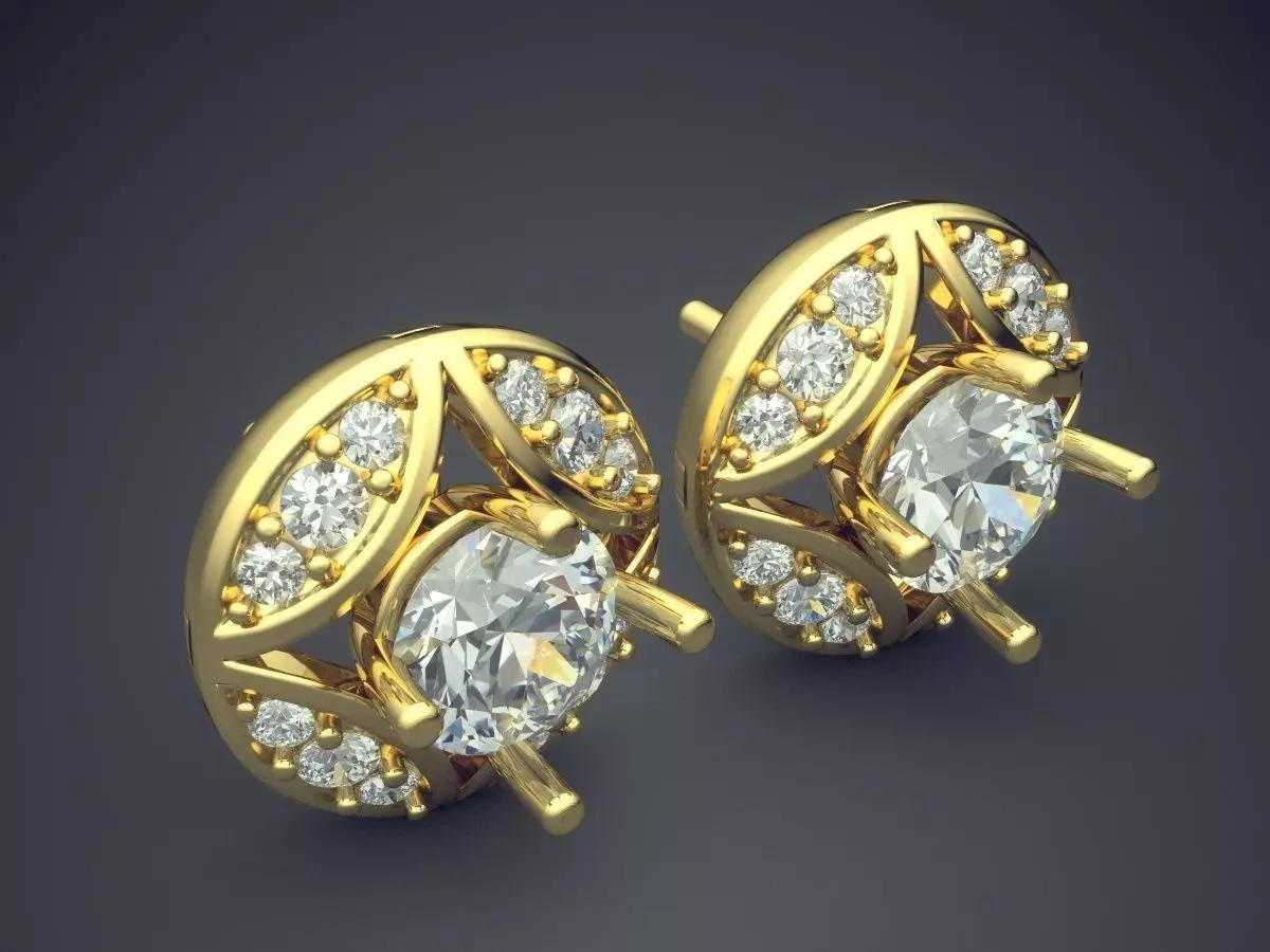 Earrings With Diamonds CAD-5364 3D print model_0