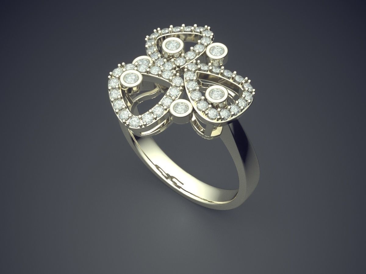 Engagement Ring With Diamonds CAD-5359 3D print model_1