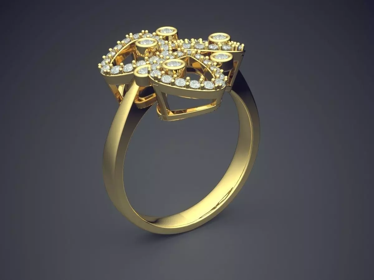 Engagement Ring With Diamonds CAD-5359 3D print model_0