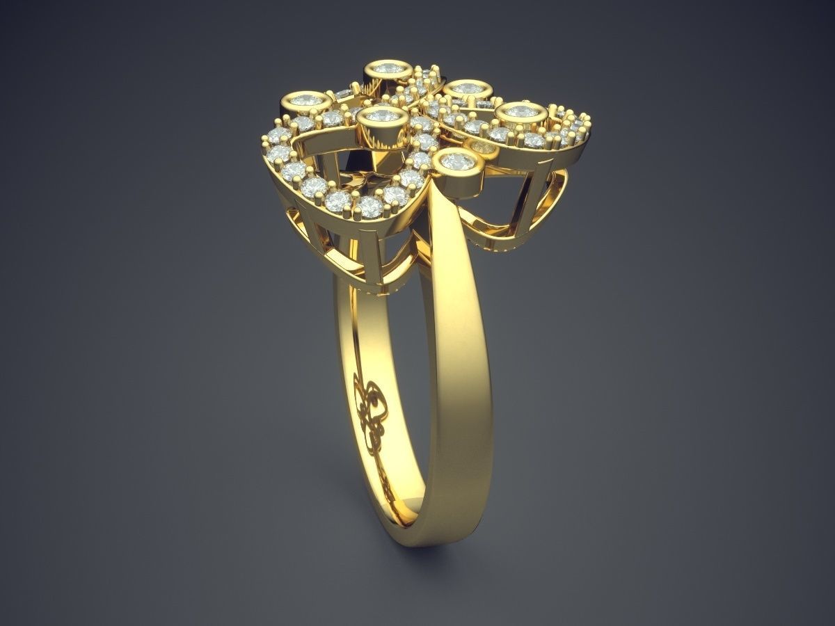 Engagement Ring With Diamonds CAD-5359 3D print model_3