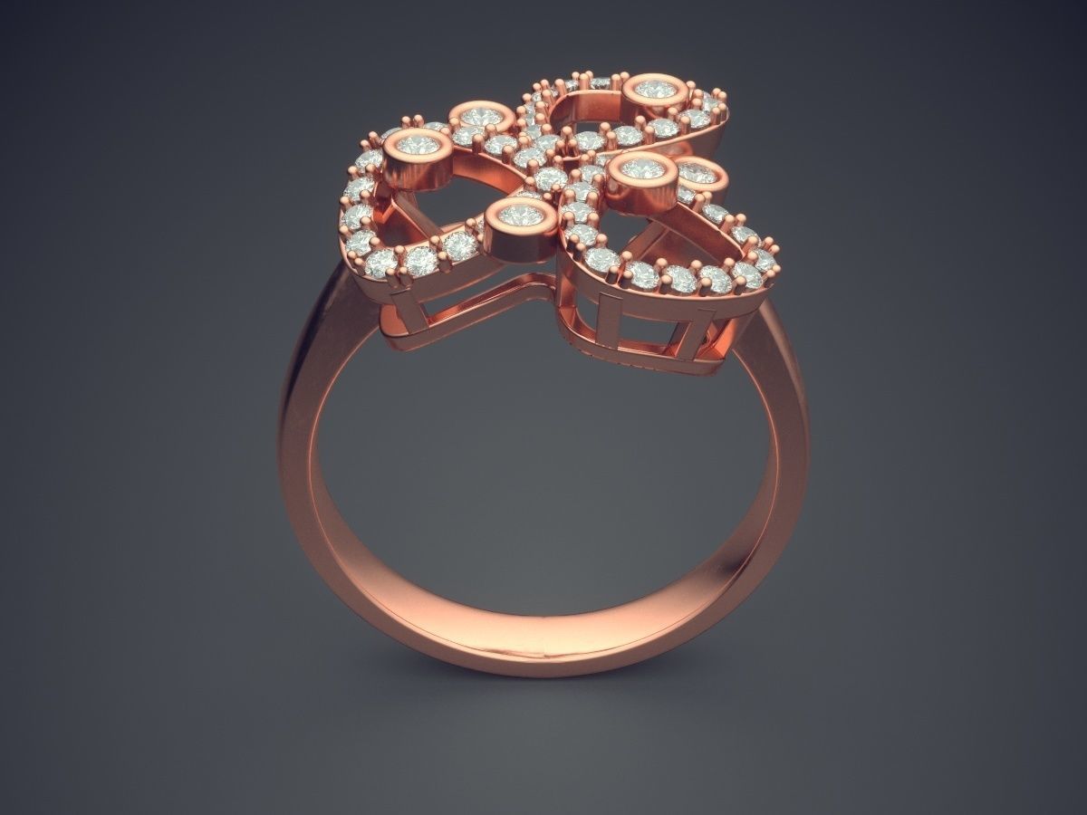 Engagement Ring With Diamonds CAD-5359 3D print model_2