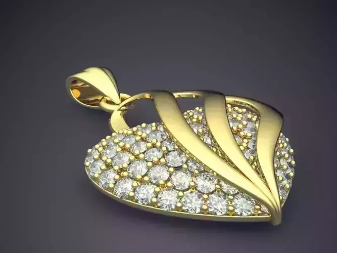Pendant With Heart Covered In Diamonds CAD 5358 3D print model