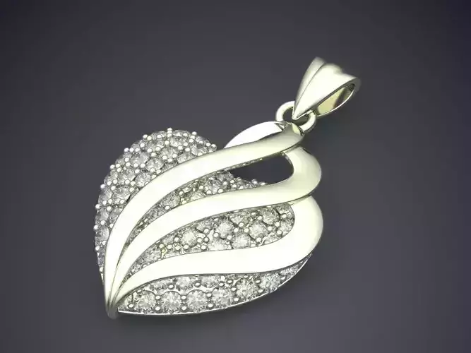 Pendant With Heart Covered In Diamonds CAD 5358