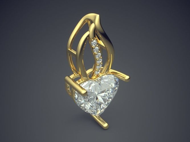 Pendant With Big Diamond Heart CAD 5347 3D print model