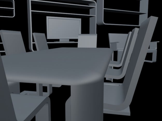 Minimal Design Furniture Set and Led TV Free 3D model_9