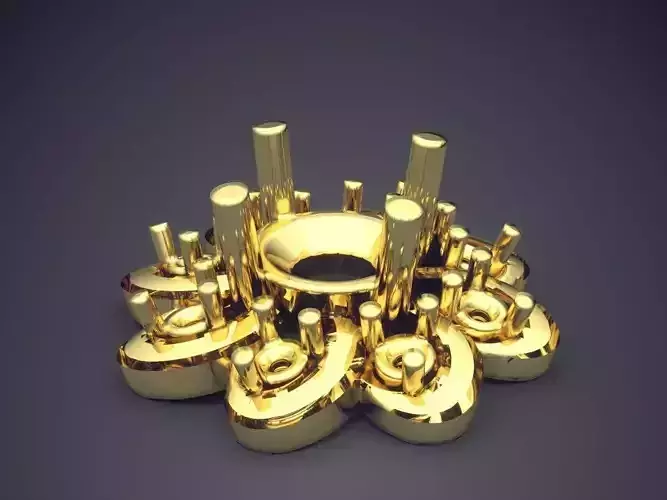 Brooch With Small Columns And Ornaments CAD 5344