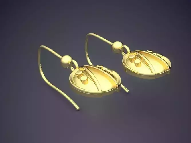Simple Hanging Earrings With Circle Ornaments CAD 5338