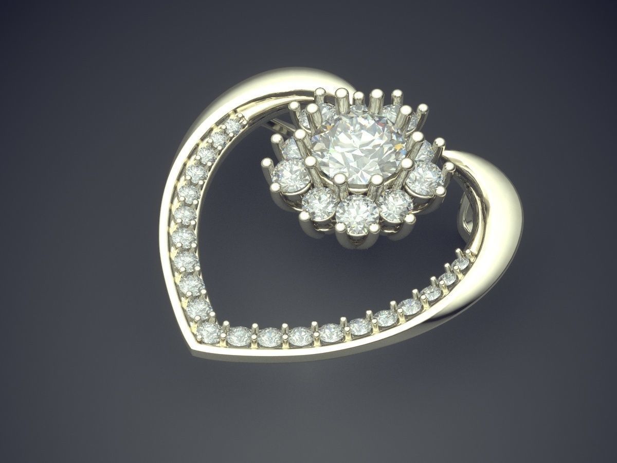 Hollow Heart Shaped Brooch With Diamonds Inside CAD 5342 3D print model_1