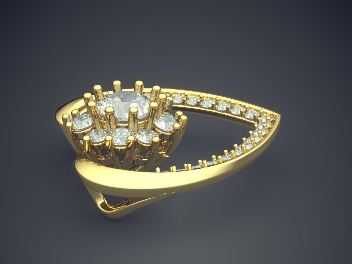 Hollow Heart Shaped Brooch With Diamonds Inside CAD 5342 3D print model_3