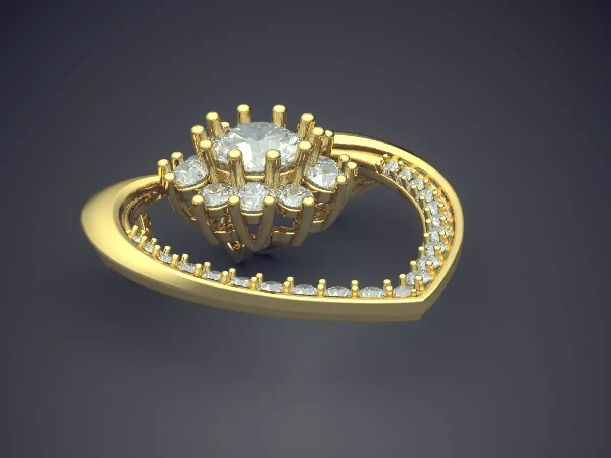 Hollow Heart Shaped Brooch With Diamonds Inside CAD 5342 3D print model_0