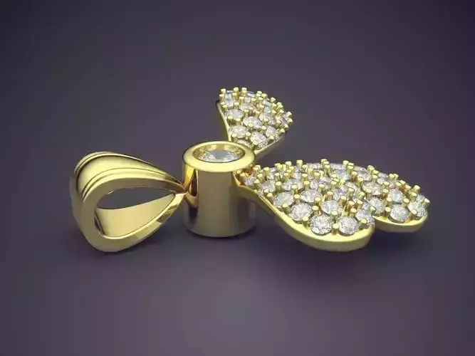 Pendant With 3 Leaves As Ornaments Covered With Diamonds CAD 5340