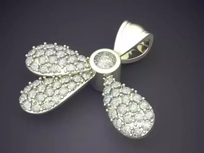 Pendant With 3 Leaves As Ornaments Covered With Diamonds CAD 5340