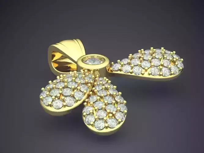 Pendant With 3 Leaves As Ornaments Covered With Diamonds CAD 5340