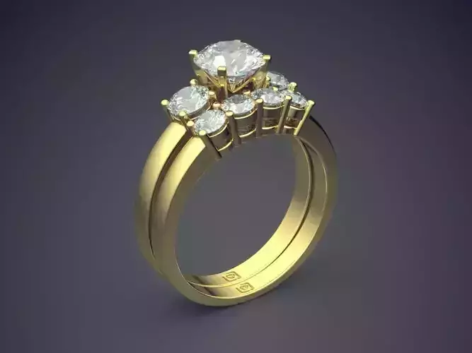 Ring With 7 Diamonds On Top CAD 5334 3D print model