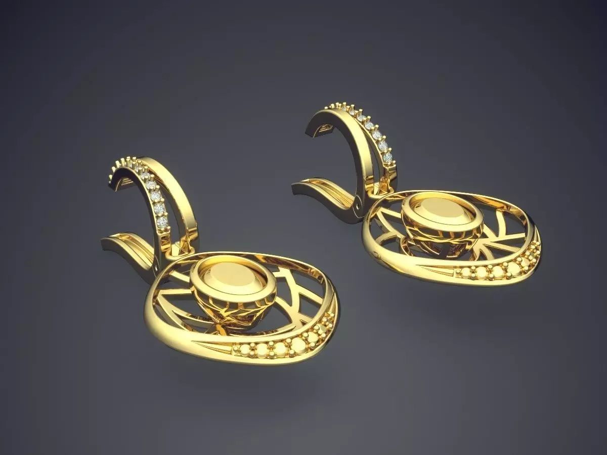 Clipping Earrings With Diamonds CAD 5333 3D print model