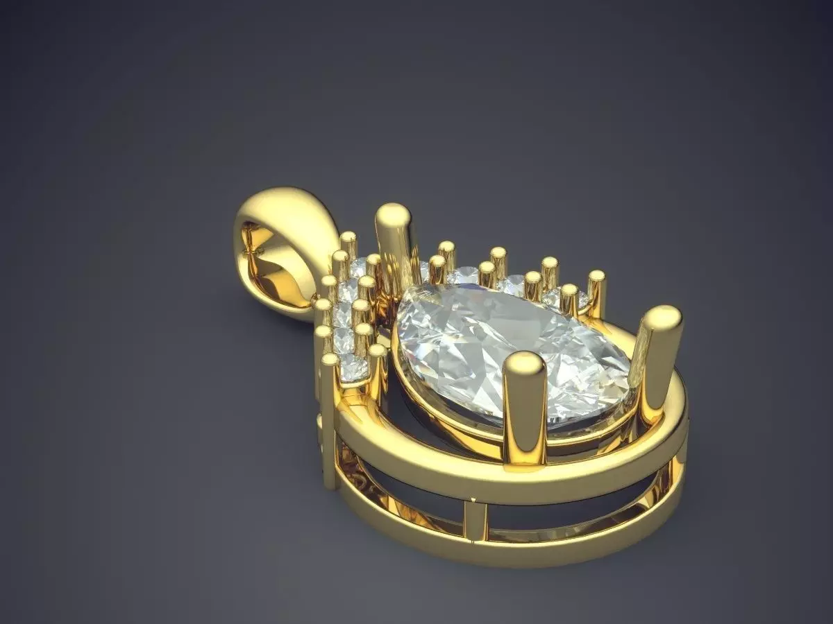 Pendant With Bunch Of Diamonds CAD 5331 3D print model_0