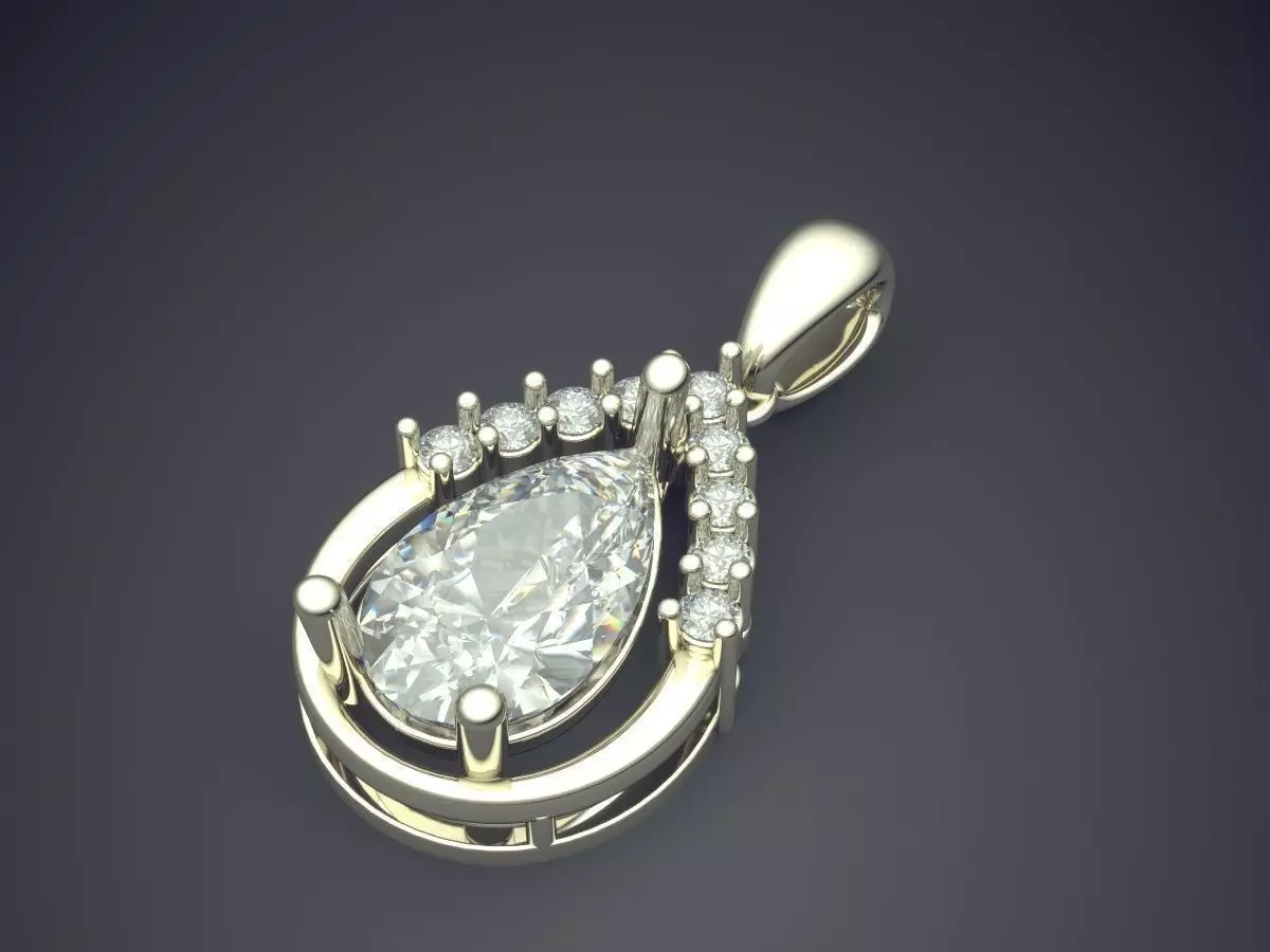 Pendant With Bunch Of Diamonds CAD 5331 3D print model_1
