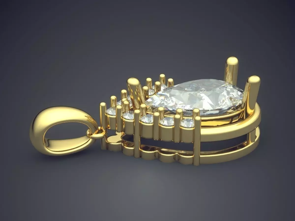 Pendant With Bunch Of Diamonds CAD 5331 3D print model_3