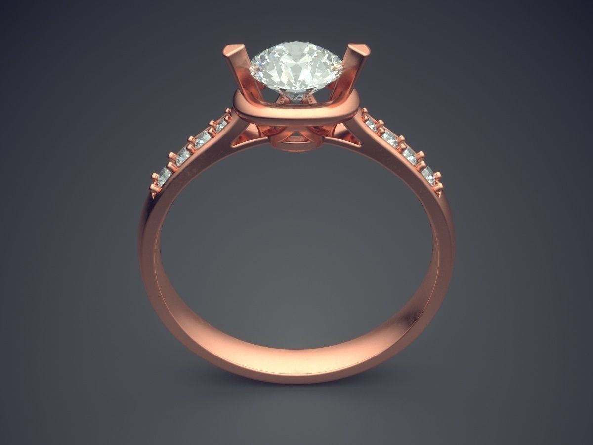 Engagement Ring With Diamonds CAD-5317 3D print model_2
