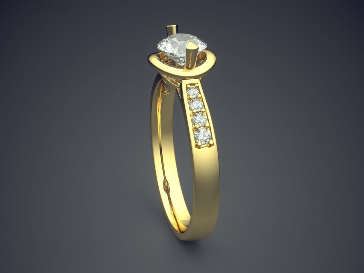 Engagement Ring With Diamonds CAD-5317 3D print model_3