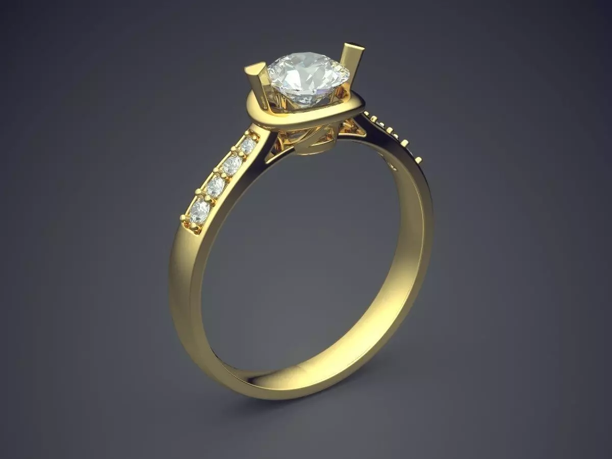 Engagement Ring With Diamonds CAD-5317 3D print model_0