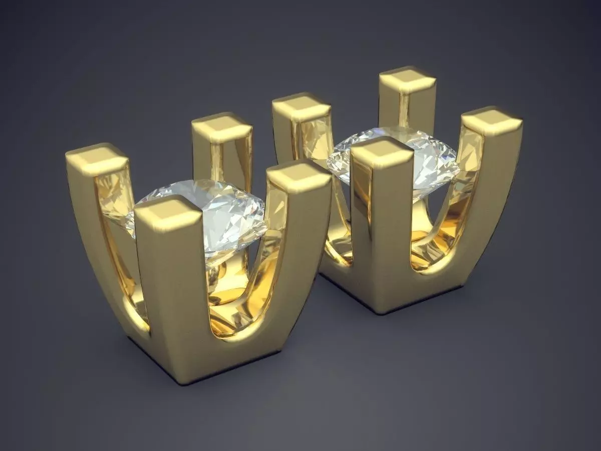 Earrings With Diamonds CAD-5311 3D print model_0