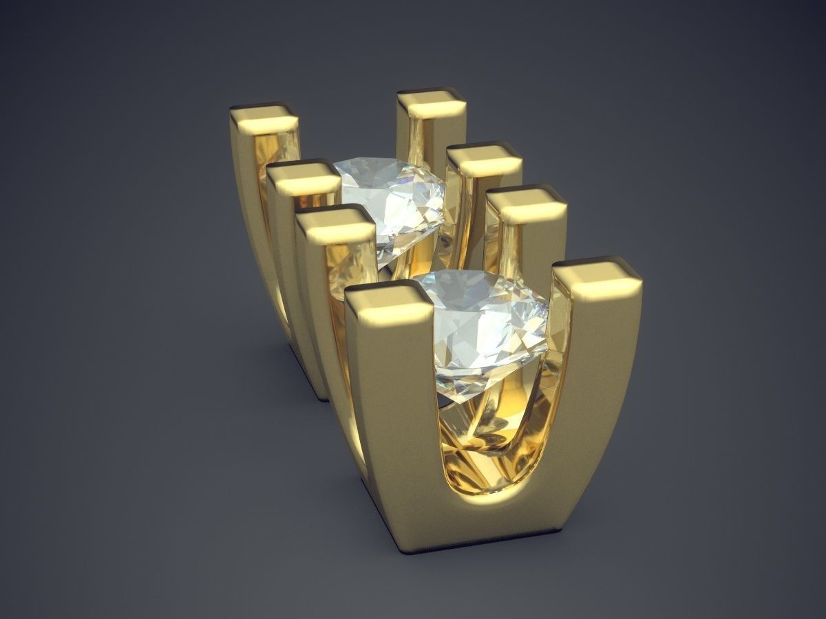 Earrings With Diamonds CAD-5311 3D print model_3