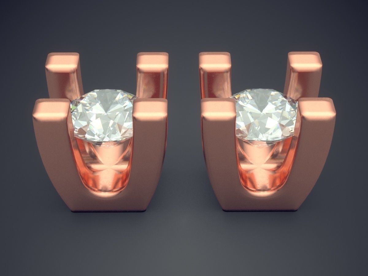 Earrings With Diamonds CAD-5311 3D print model_2